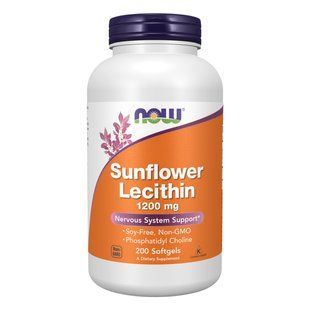Sunflower Lecithin, 1200 мг, 200 софтгелів NOW-11729 фото