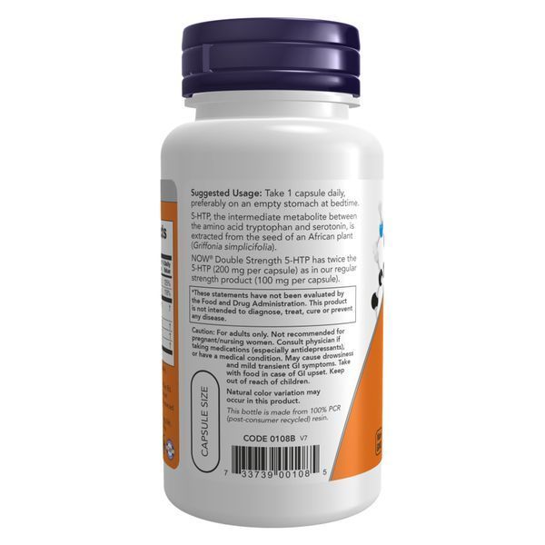 5-HTP (5-гідрокситриптофан), 200 мг, 60 рослинних капсул NOW-06351 фото