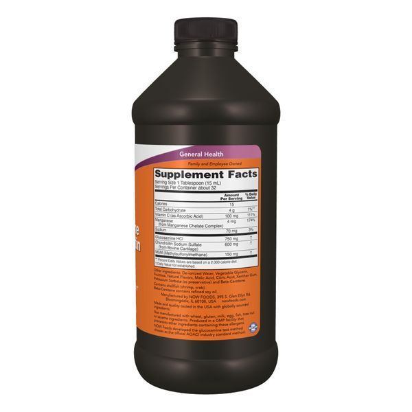 Liquid Glucosamine & Chondroitin with MSM, 473 мл, цитрус NOW-02914 фото