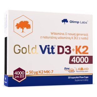 Вітамін D3, 4000 МО з вітаміном K2, Gold-Vit&reg;, 30 капсул OL-22906 фото